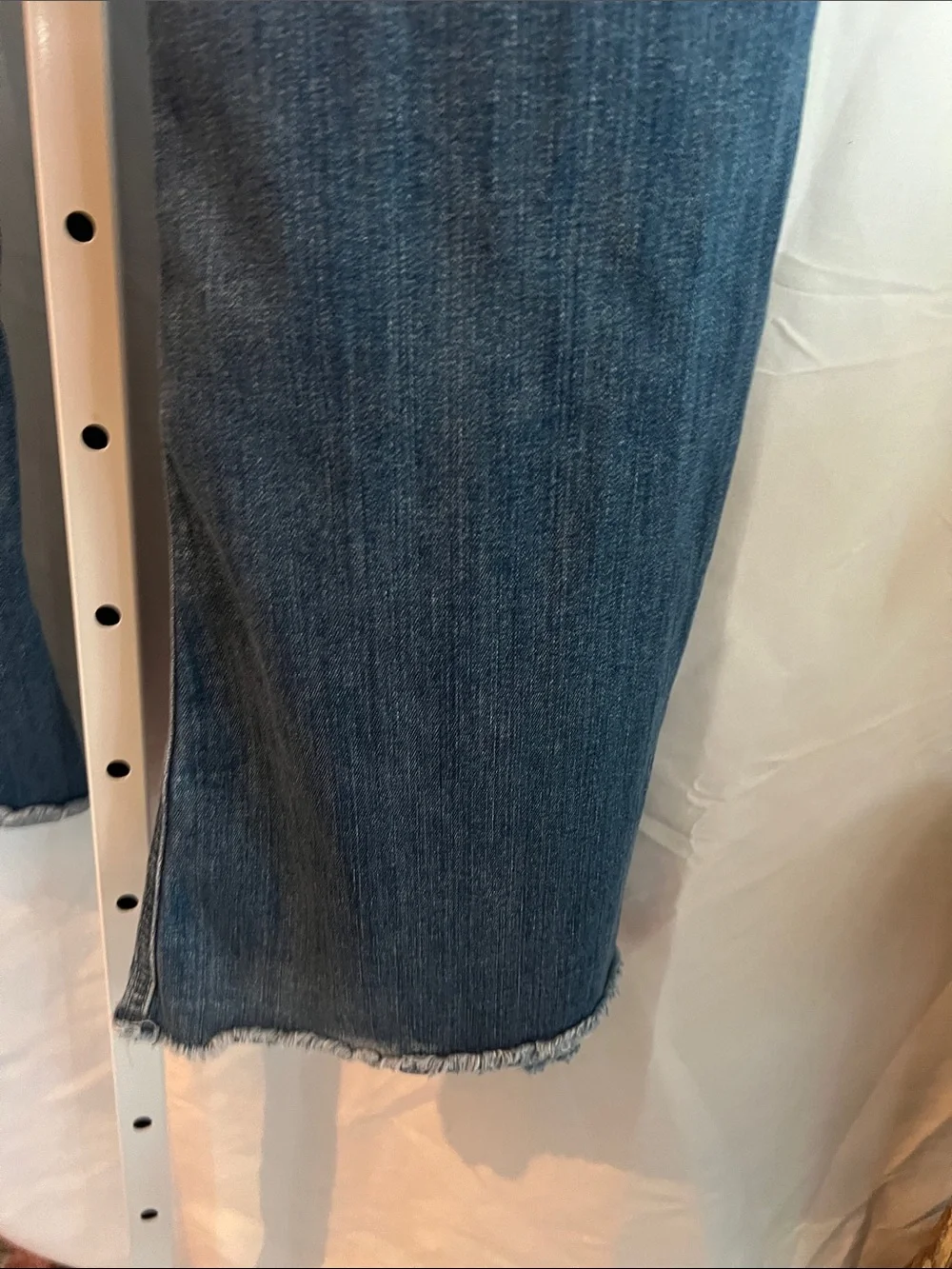 Ariat Dark Blue High Ruse Flare Jeans with Raw Hem 12” Flare Button Fly - Picture 6 of 16